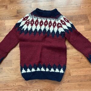 Vintage Hand Knit Greek Wool Sweater Nordic Chunky Fisherman Made in Greece